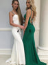 Mermaid Spaghetti Straps Satin Prom Dress with Beadings LBQ0171